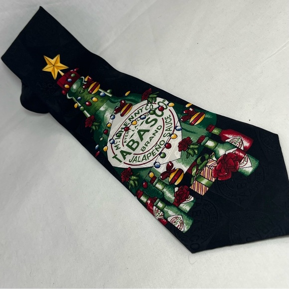 VTG TABASCO Christmas Hot Sauce Silk Neck Tie - Picture 2 of 6